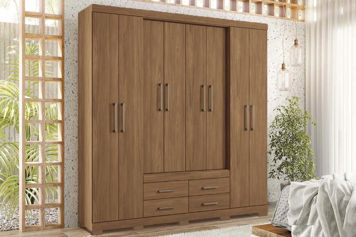 Guarda Roupa Casal 8 Portas e 4 Gavetas c/Pés Nápoles S. AndiráJatobá
