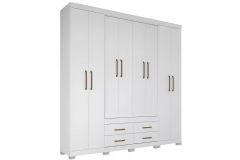 Guarda Roupa Casal 8 Portas e 4 Gavetas c/Pés Nápoles S. Andirá - Branco