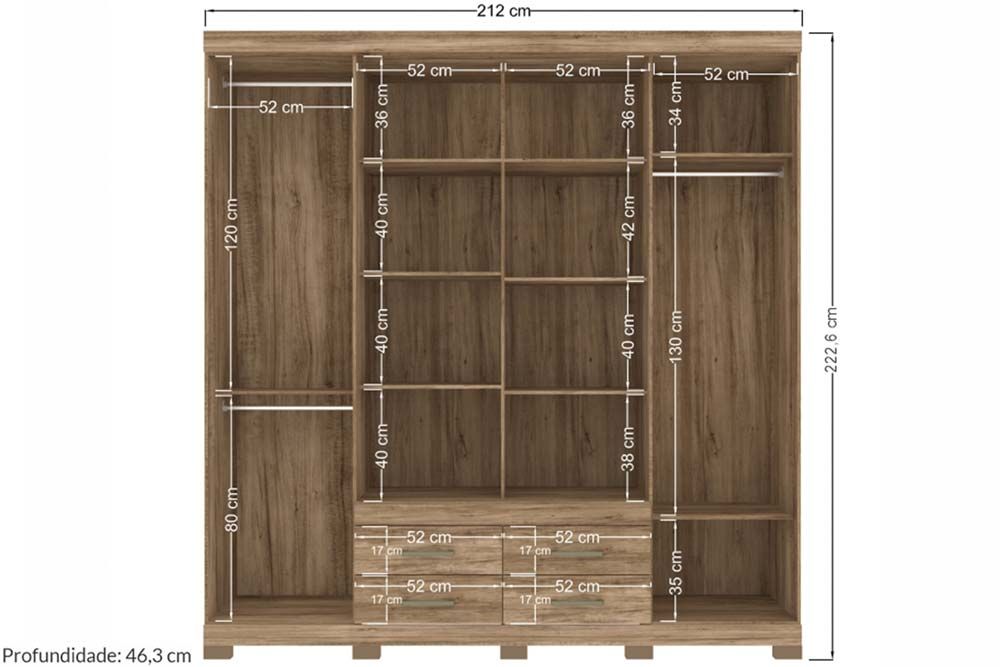 Guarda Roupa Casal 8 Portas (2 c/Espelho) e 4 Gavetas c/Pés Nápoles S. Andirá Guarda Roupa Casal 8 Portas (2 c/Espelho) e 4 Gavetas c/Pés Nápoles S. Andirá