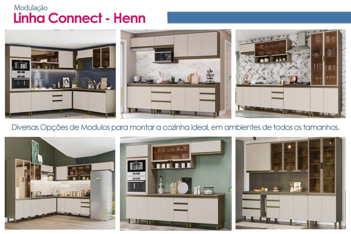 Armário Aéreo Cozinha Henn Connect c/1 Porta 40x83cm