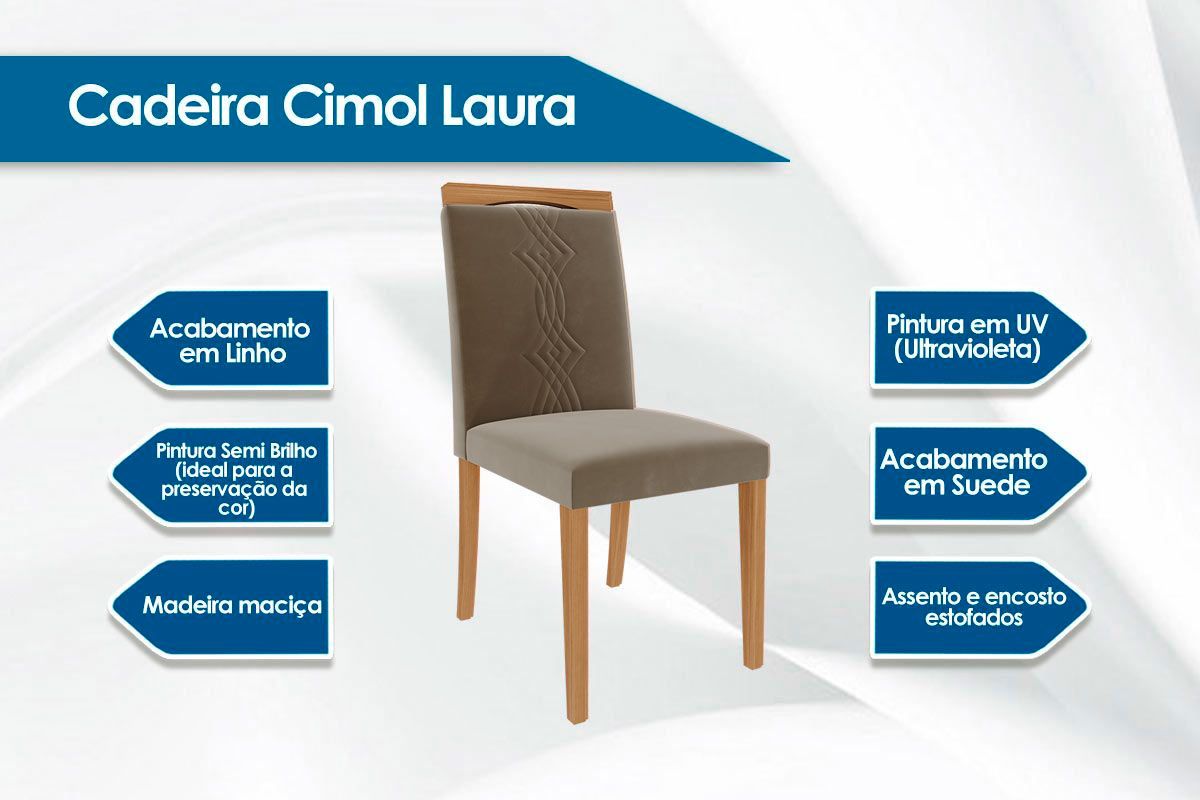 Cadeira Jantar Laura Madeira Kit 2 Un Cimol Cadeira Jantar Laura Madeira Kit 2 Un Cimol