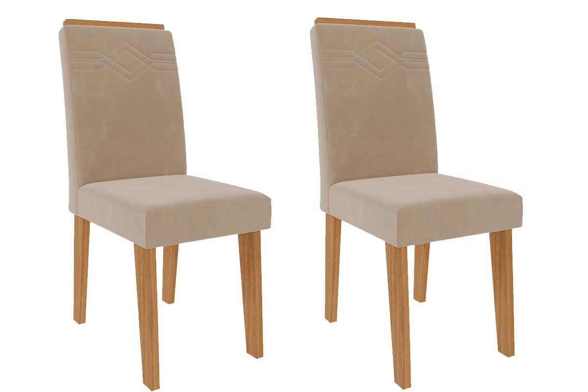 Cadeira Jantar Taís Kit 2Un CimolCinamomo/Suede Nude Bege