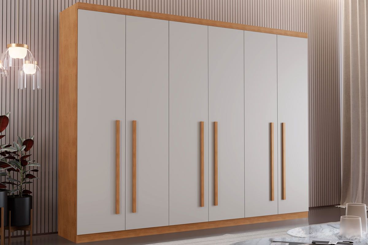 Guarda Roupa Casal 6 Portas e 4Gavs Bahia RufatoNaturale/Off White