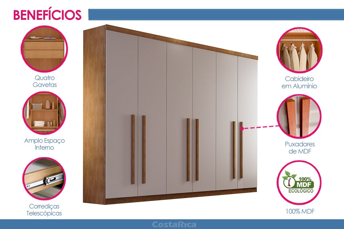 Guarda Roupa Casal 6 Portas e 4Gavs Bahia Rufato Guarda Roupa Casal 6 Portas e 4Gavs Bahia Rufato