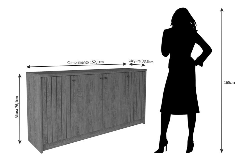Buffet de Sala Jantar Lia c/4 Portas Cimol Buffet de Sala Jantar Lia c/4 Portas Cimol