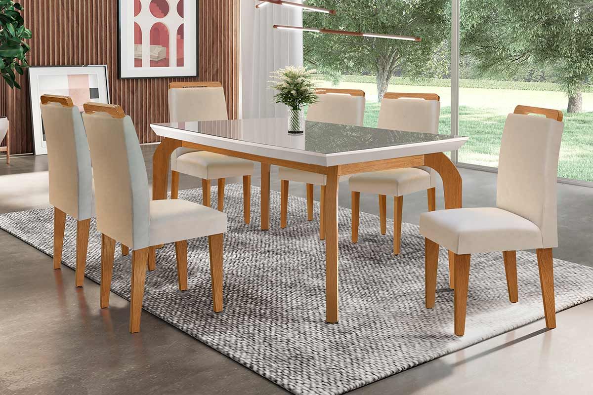 Mesa Jantar Londrina c/Tampo MDF/Vidro 180cm Rufato Mesa Jantar Londrina c/Tampo MDF/Vidro 180cm Rufato