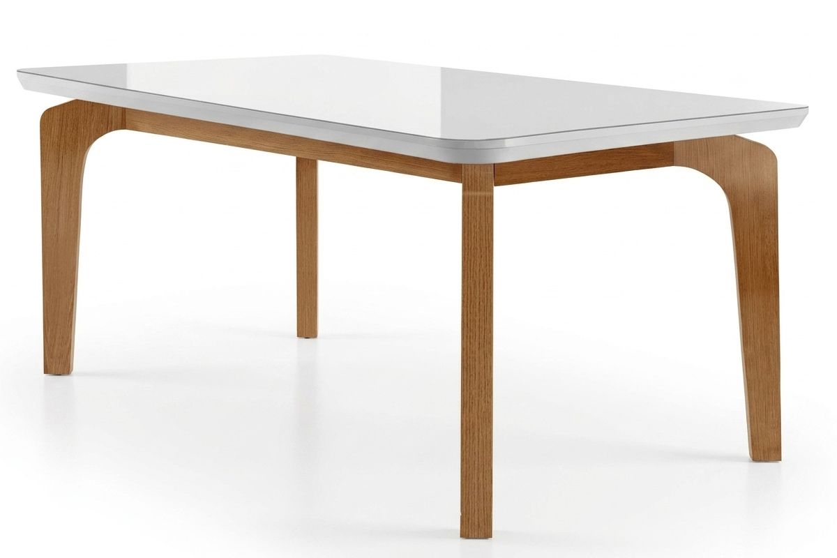 Mesa Jantar Londrina c/Tampo MDF/Vidro 180cm RufatoMadeirado c/Vidro Canto Curvo - Naturale/Off White Mesa Jantar Londrina c/Tampo MDF/Vidro 180cm RufatoMadeirado c/Vidro Canto Curvo - Naturale/Off White