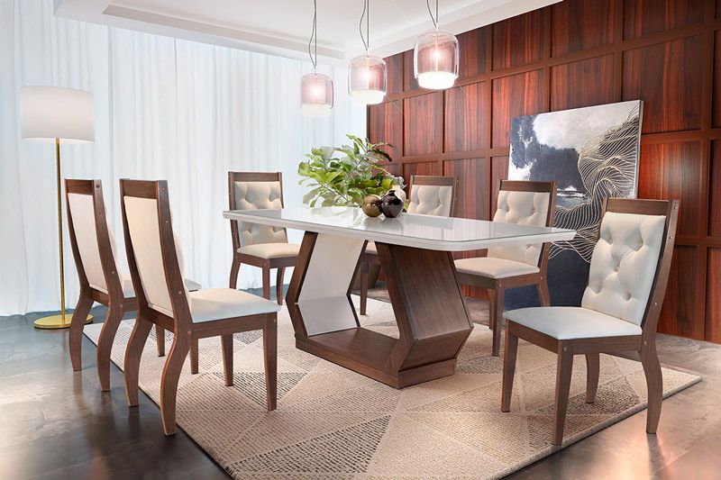 Mesa Jantar Alvorada c/Tampo MDF/Vidro 180cm Rufato Mesa Jantar Alvorada c/Tampo MDF/Vidro 180cm Rufato