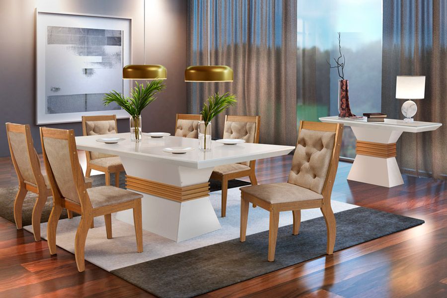 Mesa Jantar Ágata c/Tampo MDF 180cm Rufato Mesa Jantar Ágata c/Tampo MDF 180cm Rufato