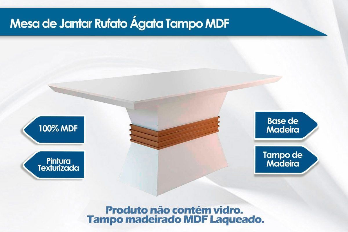 Mesa Jantar Ágata c/Tampo MDF 120cm Rufato Mesa Jantar Ágata c/Tampo MDF 120cm Rufato