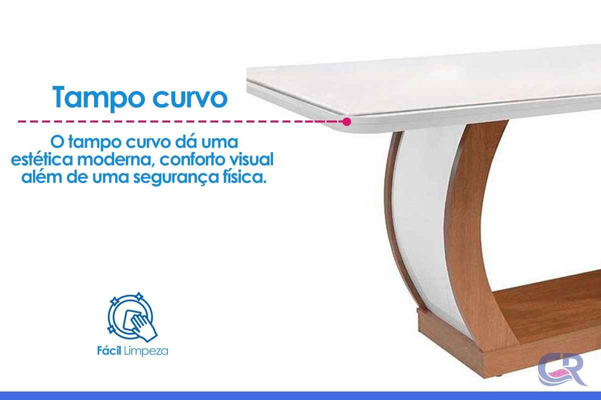 Mesa Jantar Jade c/Tampo MDF/Vidro 180cm Rufato Mesa Jantar Jade c/Tampo MDF/Vidro 180cm Rufato