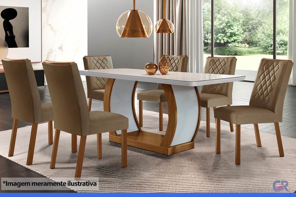 Mesa Jantar Jade c/Tampo MDF/Vidro 180cm Rufato Mesa Jantar Jade c/Tampo MDF/Vidro 180cm Rufato