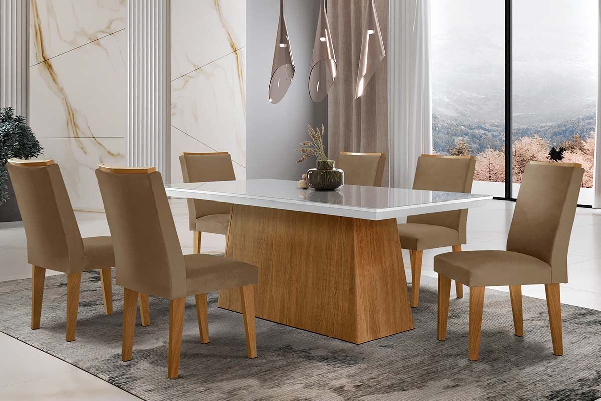 Mesa Jantar Luna c/Tampo MDF/Vidro 180cm Rufato Mesa Jantar Luna c/Tampo MDF/Vidro 180cm Rufato
