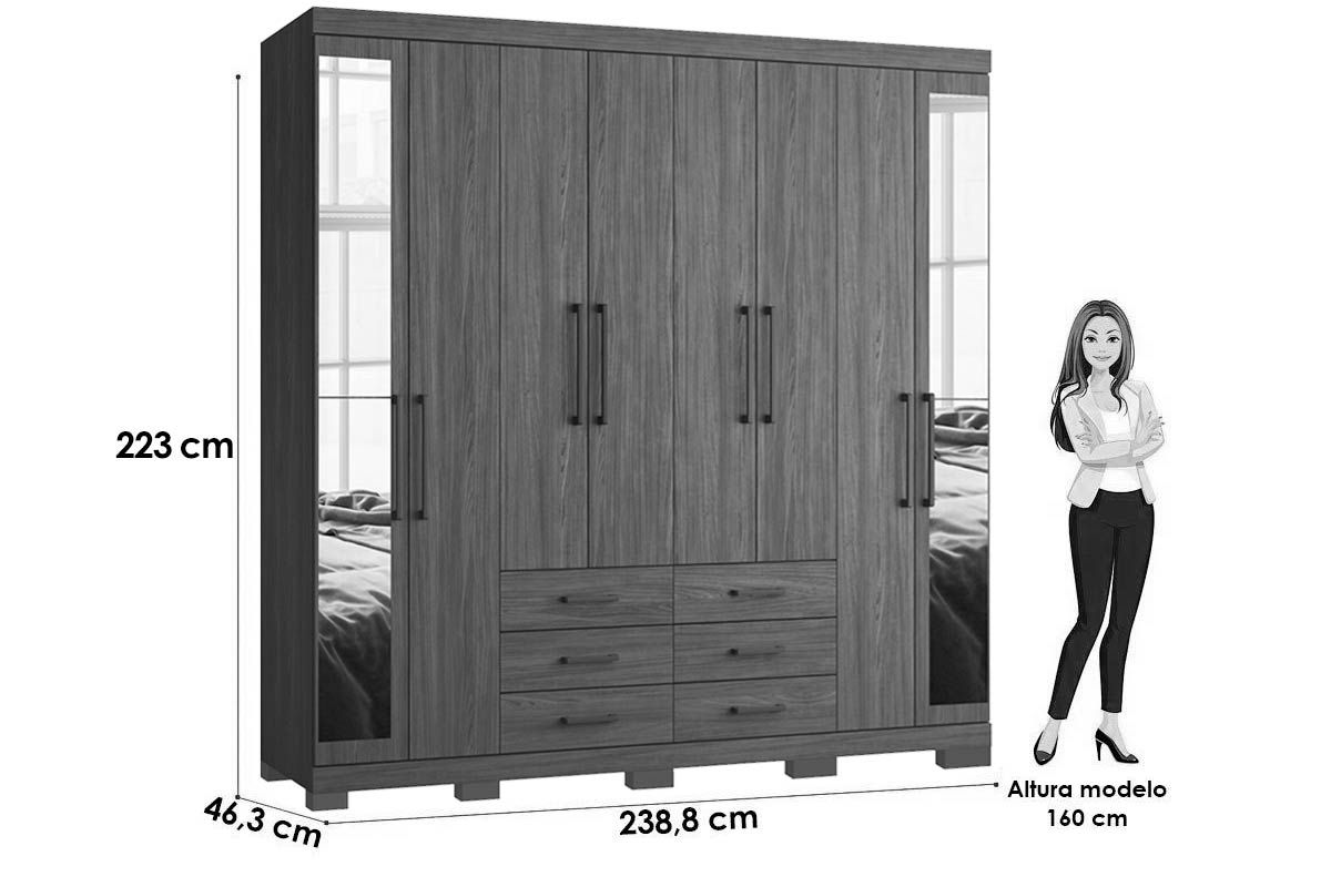 Guarda Roupa Casal 8 Portas c/Esp e Pés Master S. Andirá