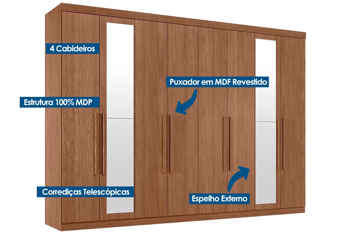 Guarda Roupa Casal 8 Portas c/Esp Master New S. Andirá