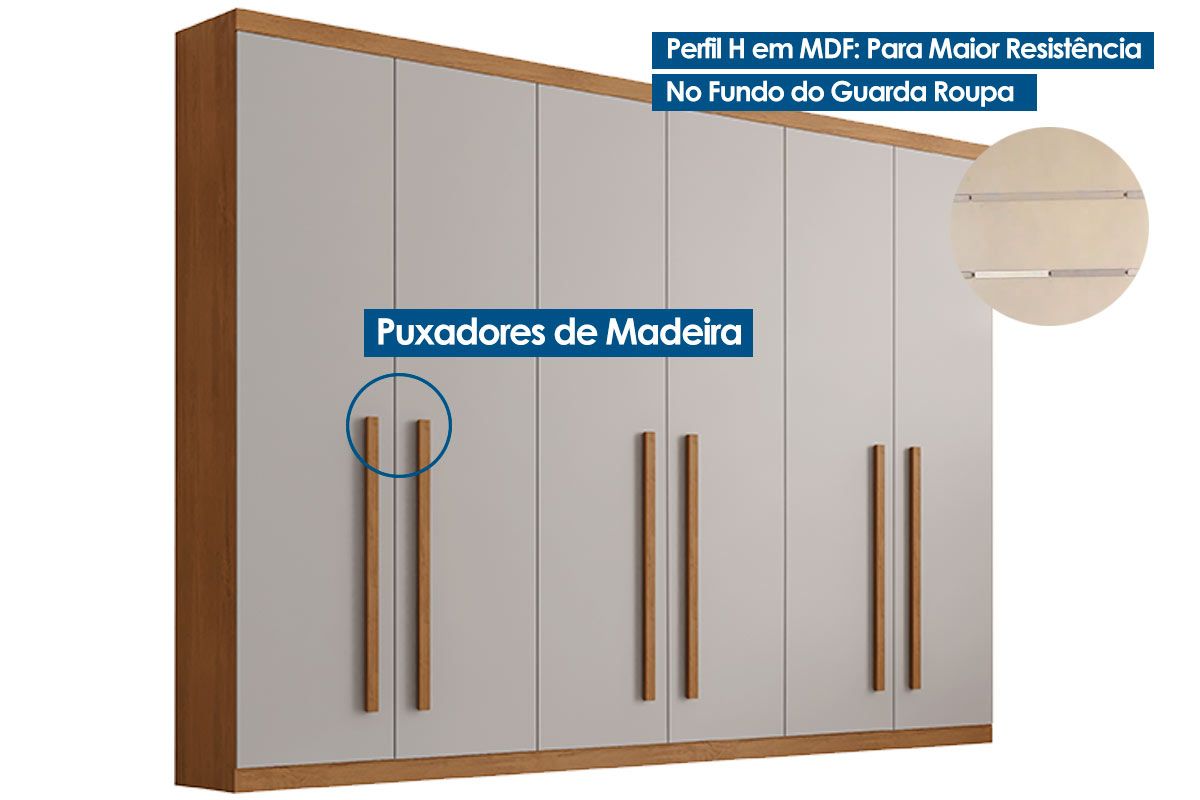 Guarda Roupa Casal 6 Portas e 6 Gavetas c/Pés Pernambuco Rufato Guarda Roupa Casal 6 Portas e 6 Gavetas c/Pés Pernambuco Rufato