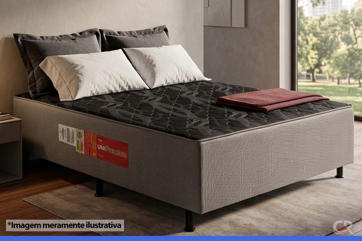 Cama Box Conjugado c/Colchão UniPremium Gray Polar