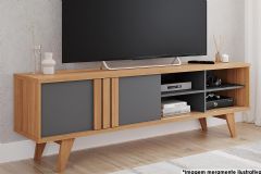 Rack Bancada p/ TV até 60 Pol Paraty c/1 Porta e 4 Nichos 180cm Permóbili - Nature/Grafite