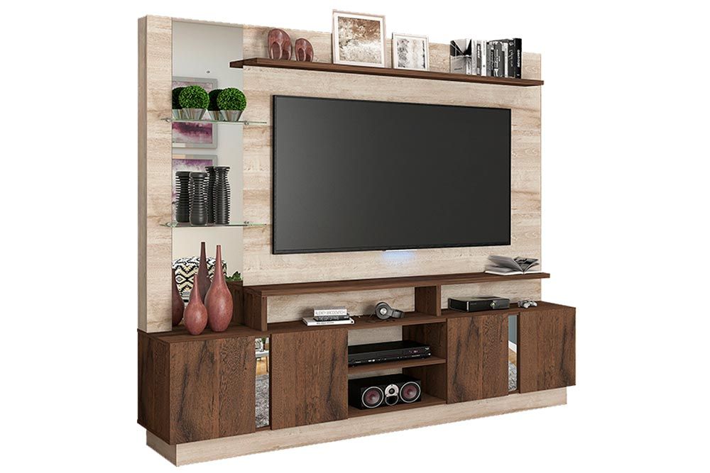 Home p/ TV até 55 Pol Munique c/4 Portas e Nichos PermóbiliRústico/Café