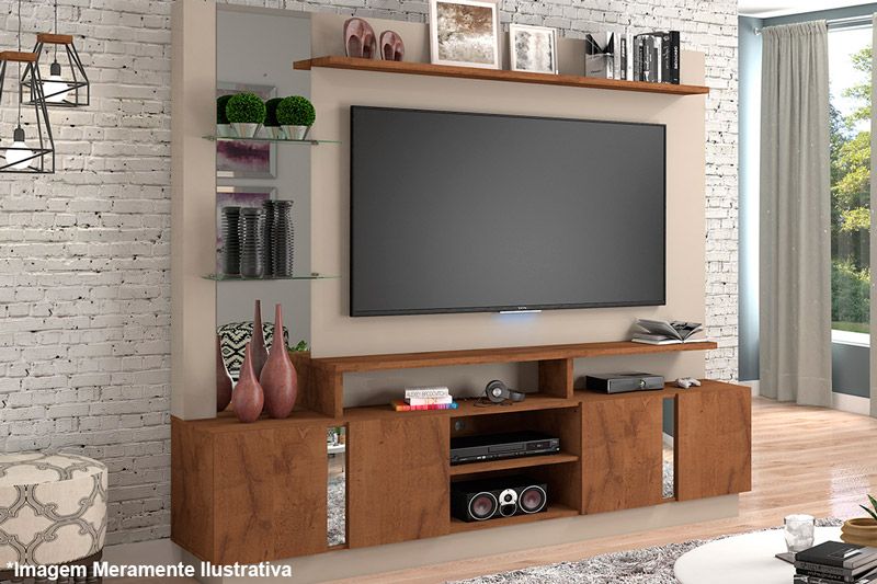 Home p/ TV até 55 Pol Munique c/4 Portas e Nichos Permóbili