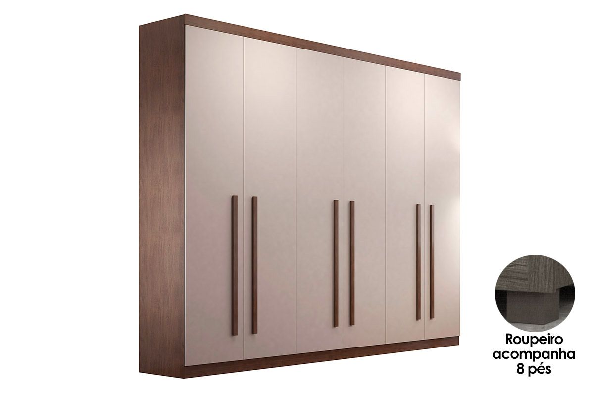 Guarda Roupa Casal 6 Portas e 4 Gavetas c/Pés Bahia Rufato Guarda Roupa Casal 6 Portas e 4 Gavetas c/Pés Bahia Rufato