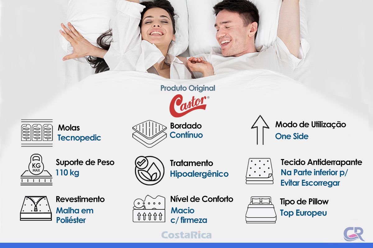 Colchão Molas Tecnopedic Castor System Class Colchão Molas Tecnopedic Castor System Class