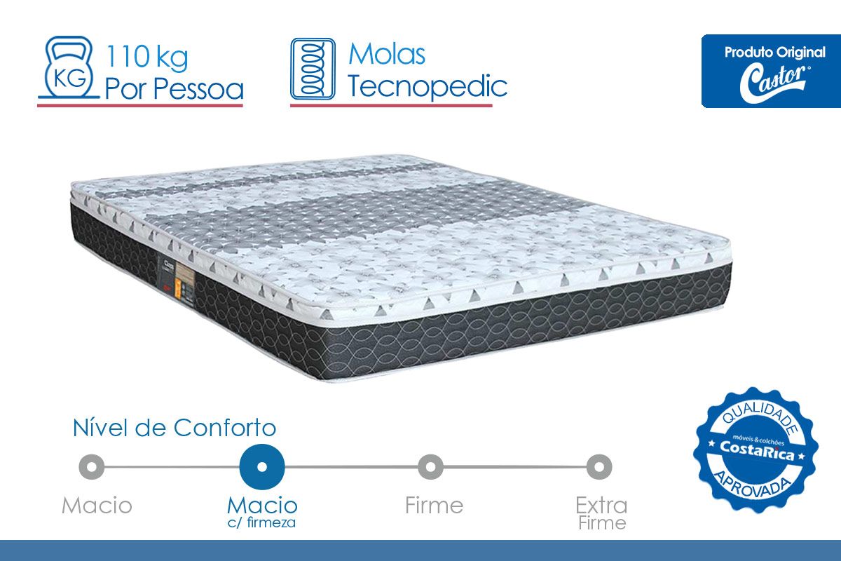 Colchão Molas Tecnopedic Castor System Class Colchão Molas Tecnopedic Castor System Class