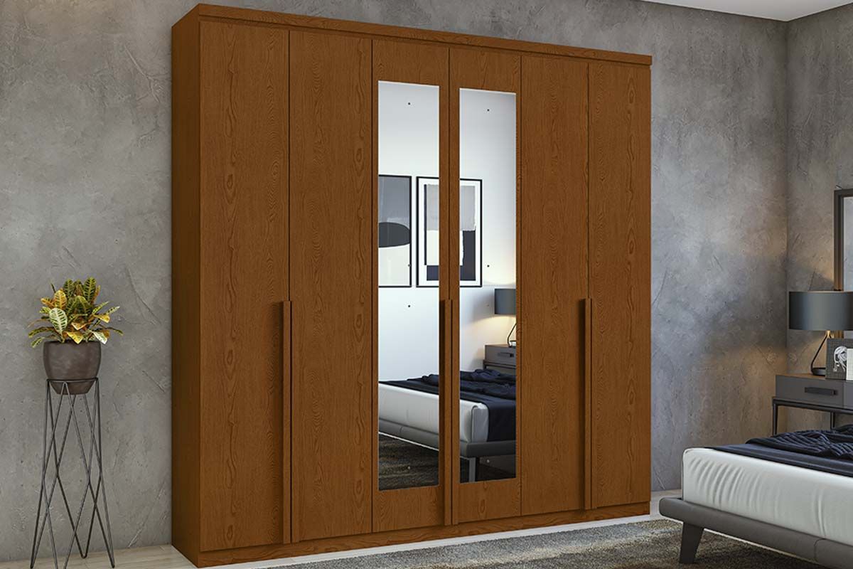 Guarda Roupa Casal 6 Portas (2 c/Espelho) e 4 Gavetas Alonzo New Lopas Guarda Roupa Casal 6 Portas (2 c/Espelho) e 4 Gavetas Alonzo New Lopas