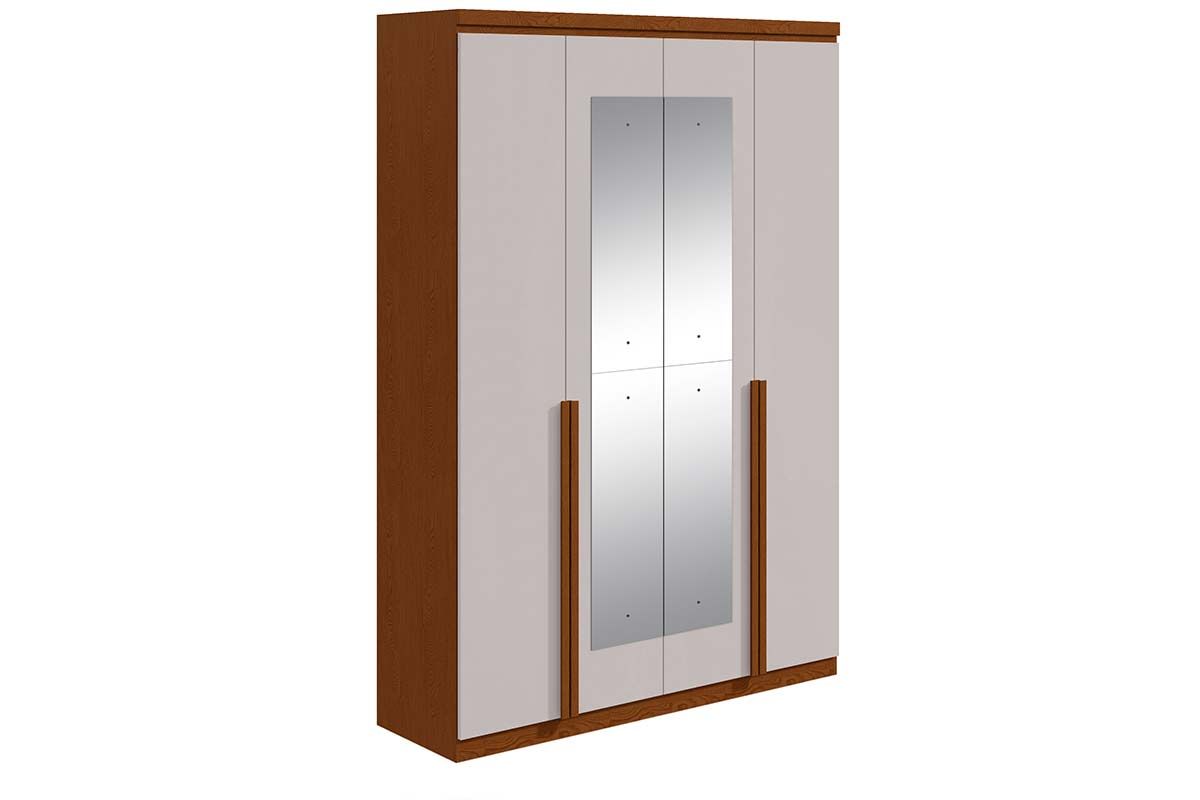 Guarda Roupa Solteiro 4 Portas (2 c/Espelho) e 2 Gavetas Alonzo Lopas