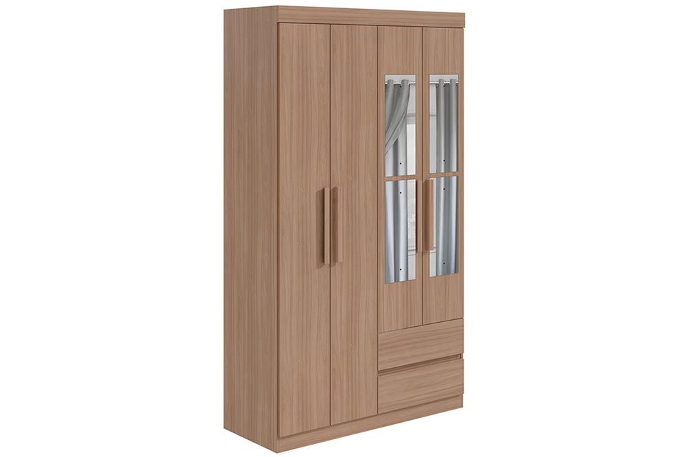Guarda Roupa Solteiro 4 Portas e 2 Gavetas c/Espelho Zeus Lopas Guarda Roupa Solteiro 4 Portas e 2 Gavetas c/Espelho Zeus Lopas