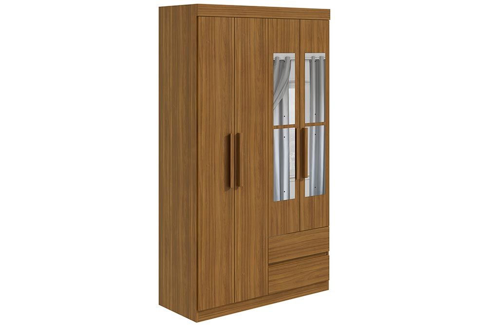 Guarda Roupa Solteiro 4 Portas e 2 Gavetas c/Espelho Zeus LopasAmêndoa Guarda Roupa Solteiro 4 Portas e 2 Gavetas c/Espelho Zeus LopasAmêndoa
