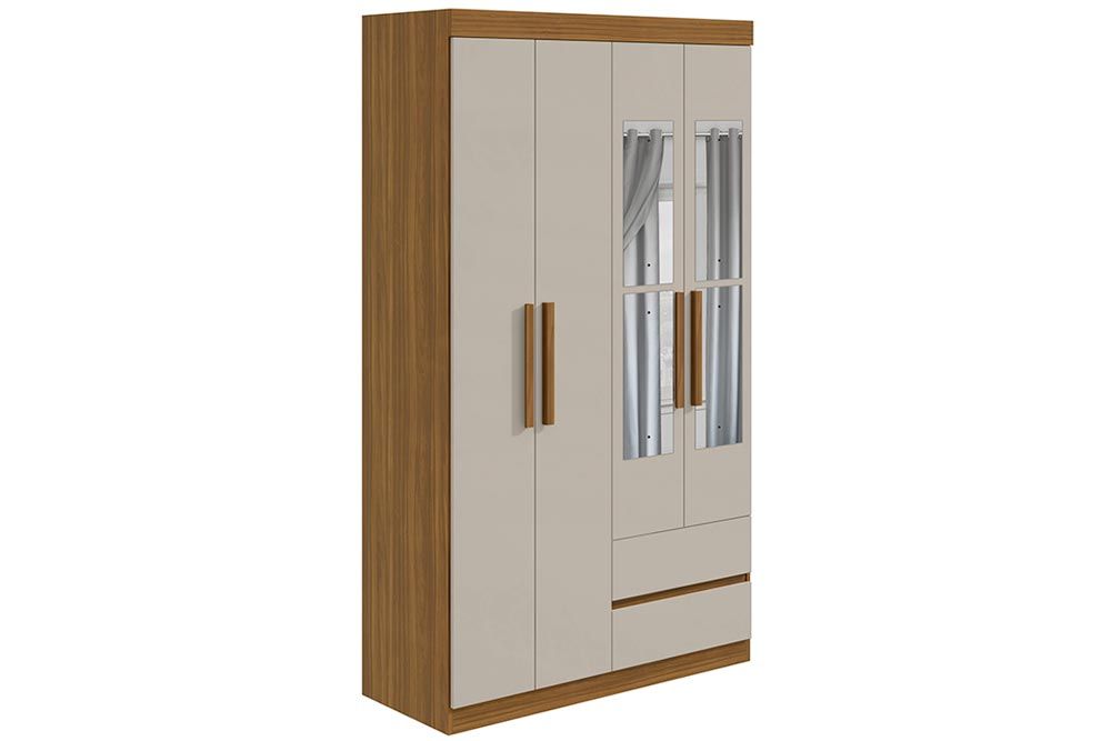 Guarda Roupa Solteiro 4 Portas e 2 Gavetas c/Espelho Zeus Lopas Guarda Roupa Solteiro 4 Portas e 2 Gavetas c/Espelho Zeus Lopas