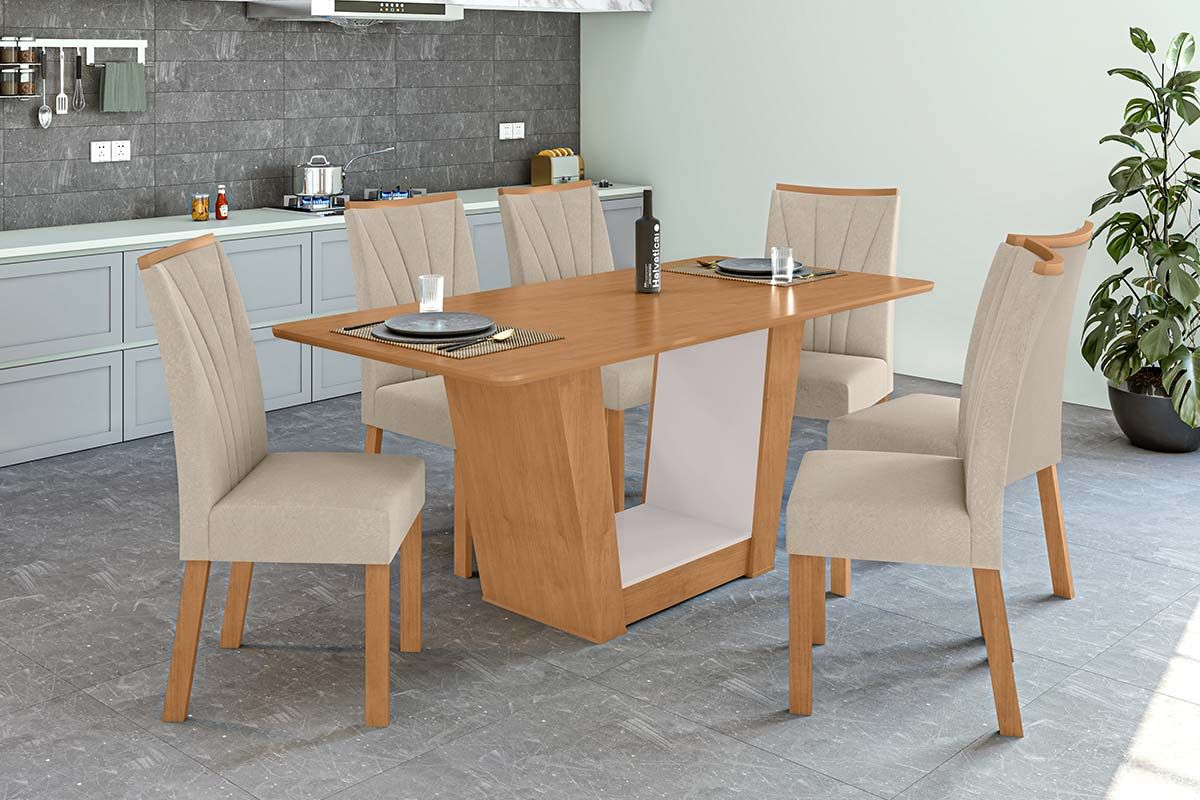 Mesa Jantar Apogeu Plus c/Tampo Madeirado Vidro 170x90cm Lopas