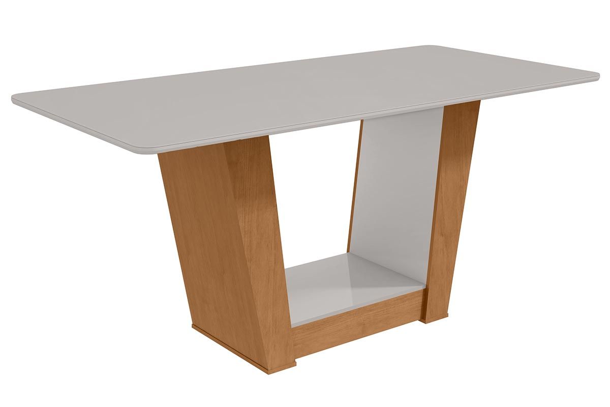 Mesa Jantar Apogeu Plus c/Tampo Madeirado Vidro 170x90cm Lopas