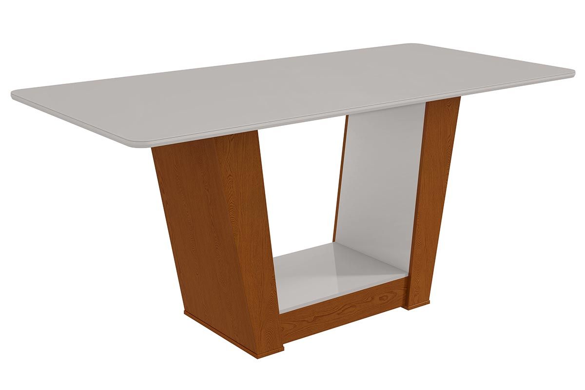 Mesa Jantar Apogeu Plus c/Tampo Madeirado Vidro 170x90cm Lopas
