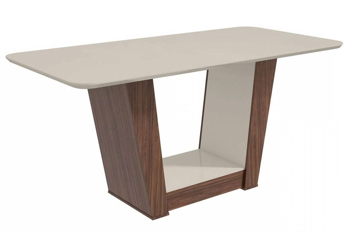 Mesa Jantar Apogeu Plus c/Tampo Madeirado Vidro 170x90cm Lopas