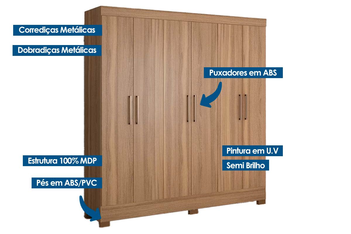 Guarda Roupa Casal 6 Portas Prático Demóbile Guarda Roupa Casal 6 Portas Prático Demóbile