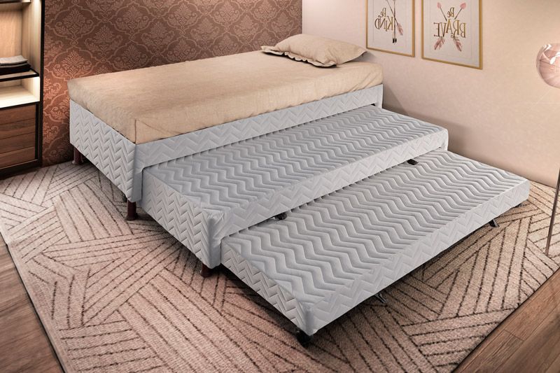 Cama Box c/2 Auxiliares Tribox White Paropas Cama Box c/2 Auxiliares Tribox White Paropas
