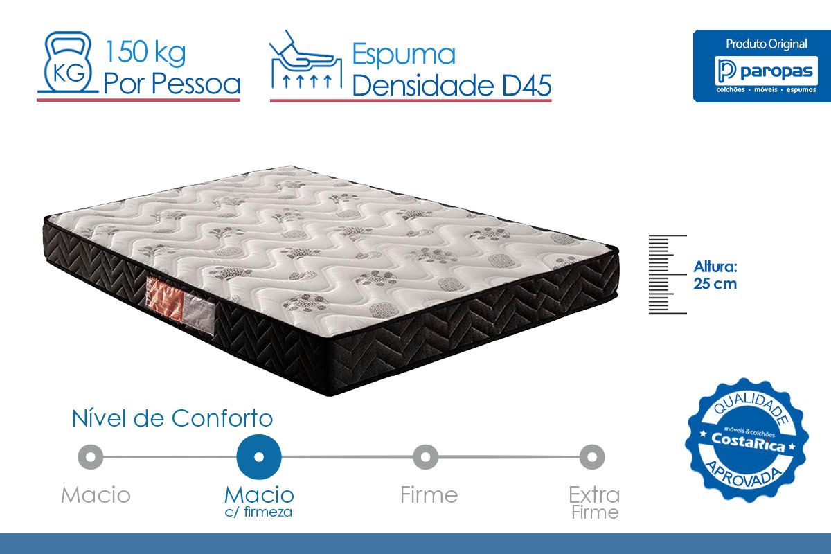 Colchão D45 Paropas Pasquale Black Colchão D45 Paropas Pasquale Black