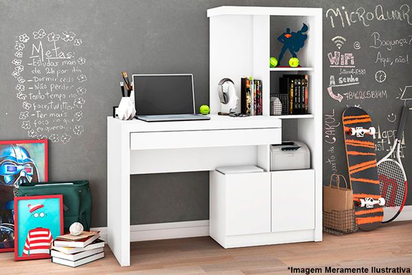 Escrivaninha p/ Escritório ME4143 c/2 Portas e 1 Gaveta Tecno Mobili Escrivaninha p/ Escritório ME4143 c/2 Portas e 1 Gaveta Tecno Mobili
