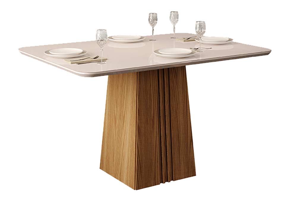 Mesa Jantar Italia c/Tampo Madeirado c/Vidro 120x90cm DJ Móveis