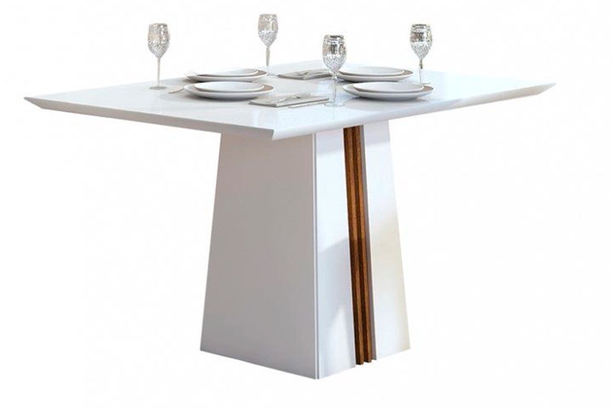 Mesa Jantar Italia c/Tampo Madeirado c/Vidro 120x90cm DJ Móveis