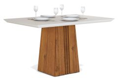 Mesa Jantar Italia c/Tampo Madeirado c/Vidro 120x90cm DJ Móveis - Rústico Terrara/Off White