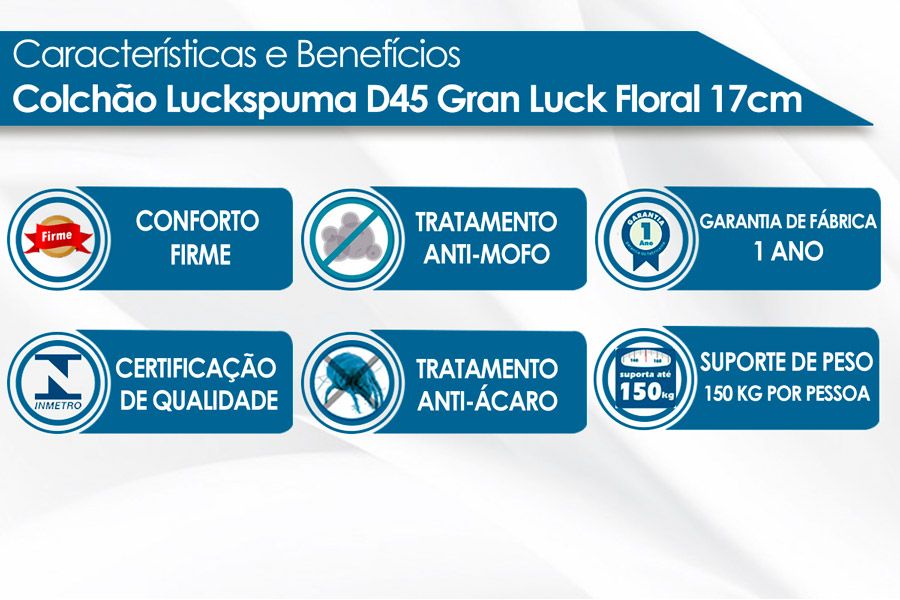 Colchão D45 Luckspuma Gran Luck Pró Saúde Colchão D45 Luckspuma Gran Luck Pró Saúde