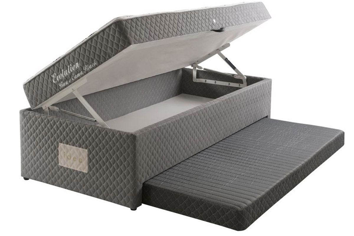 Cama Baú c/Aux Conjugado c/Colchão Evolution HervalSolteiro - 88x188x63