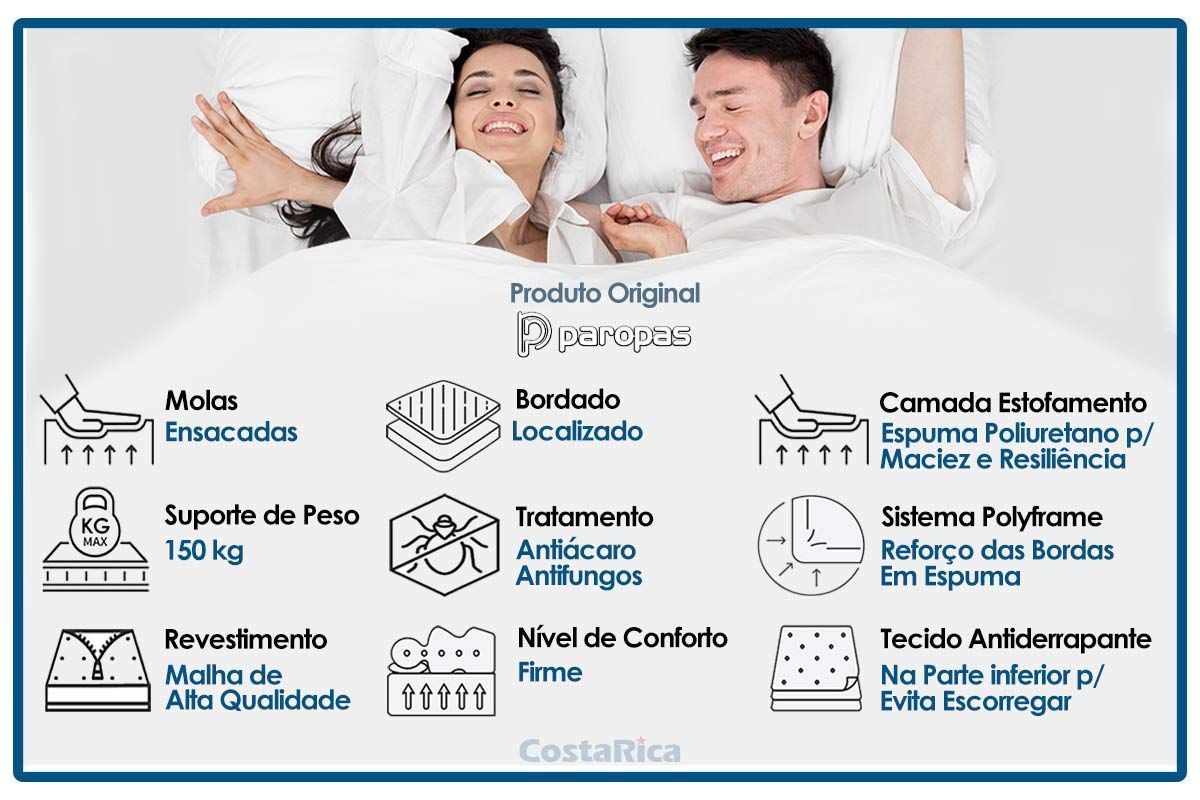 Cama Box CRC +Colchão Molas Eco Linho Paropas