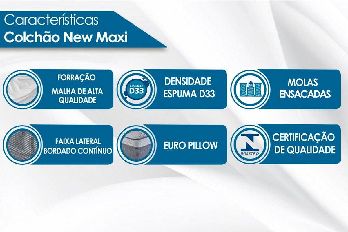 Cama Box CRC +Colchão Molas New Maxi Luckspuma