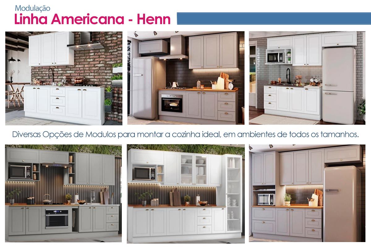 Balcão Cozinha Henn Americana c/2 Portas s/Tampo 80cm Balcão Cozinha Henn Americana c/2 Portas s/Tampo 80cm