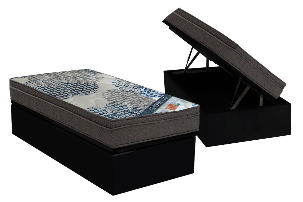 Cama Box Baú CRC +Colchão Molas ISO Ortobom