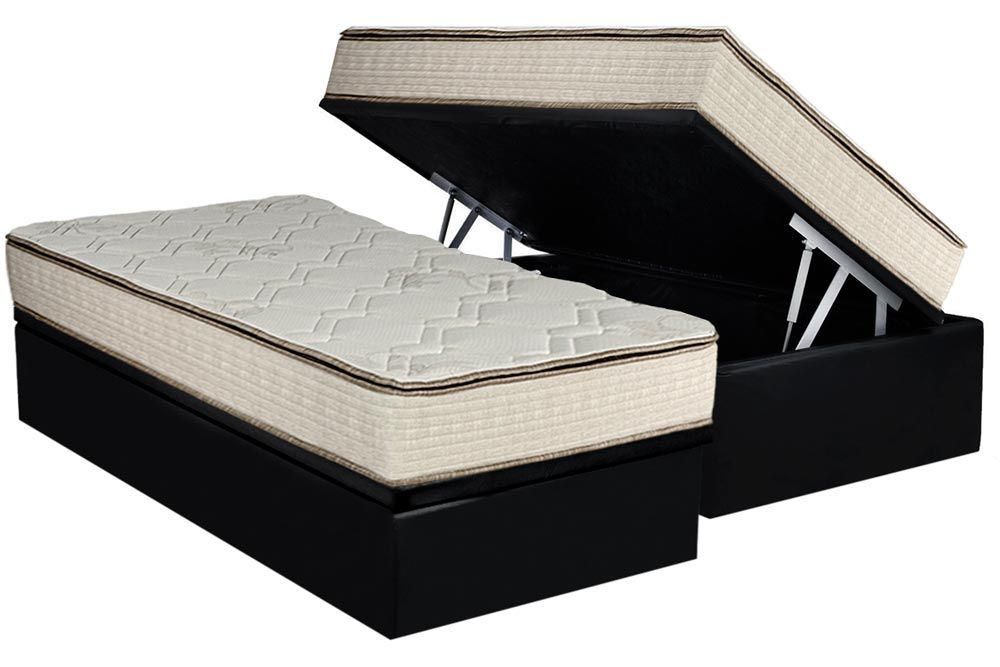 Cama Box Baú CRC +Colchão Molas Montreal Luckspuma